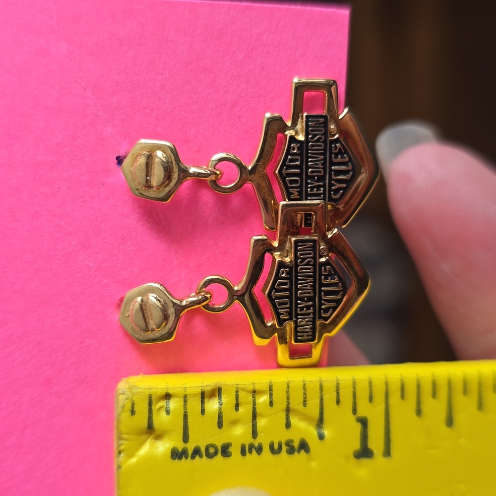 HOST PICK. FIRM ON PRICE. Vintage Harley-Davidson 10k Gold Shield Earrings